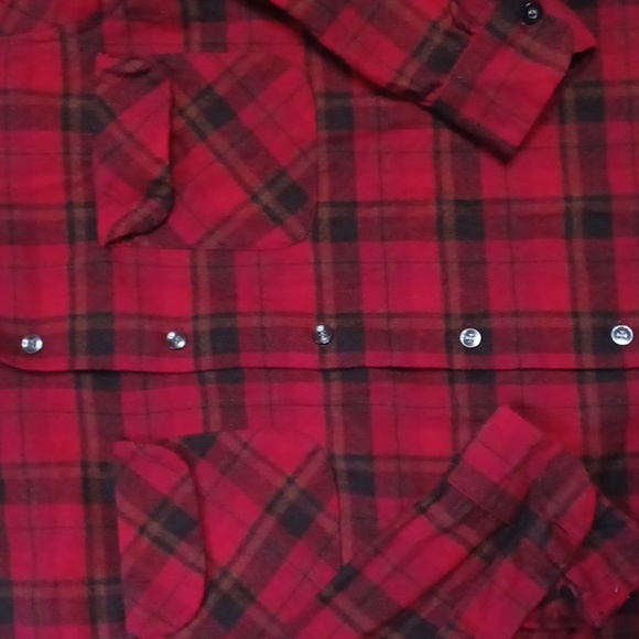 Pendleton Vintage Virgin Wool Men's Board Shirt Red, Green & Black Plaid Size M - Picture 4 of 8